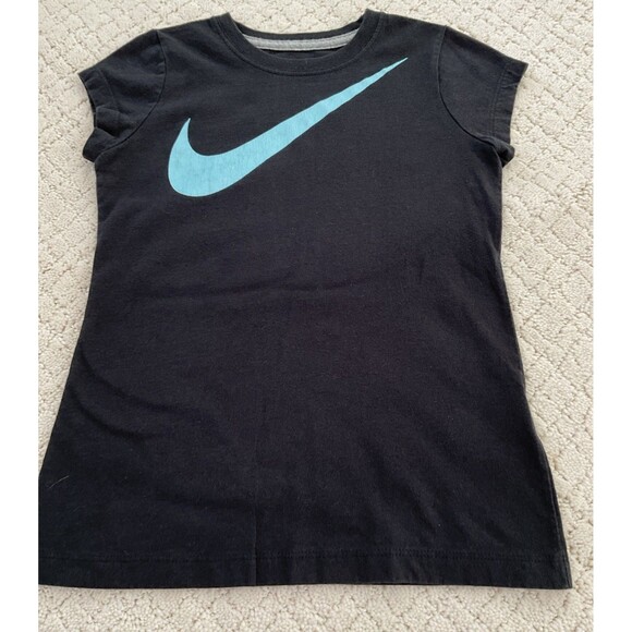 Girl's Nike Black Tank Blue Logo Tee and So. Tan Shorts Outfit Size 8 - Picture 5 of 14